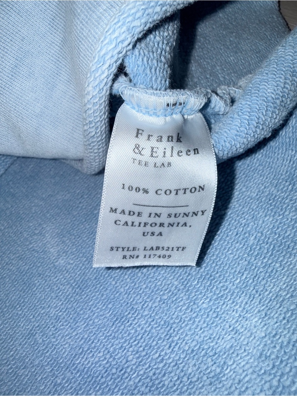 Frank & Eileen Kane Capelet Hoodie Light Blue Medium Like New - Picture 9 of 9